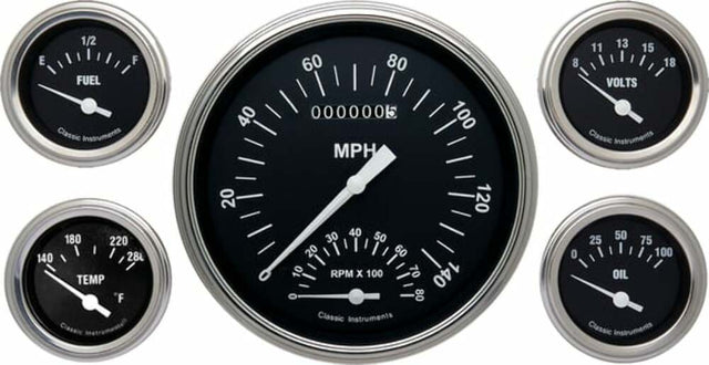 Classic Instruments analog dash gauge set black