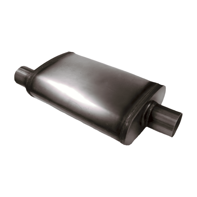 t Jones Exhaust 4 x 9 x 14 Universal Max Flow Oval Muffler 2.5 Offset IN/OUT M Jones Exhaust