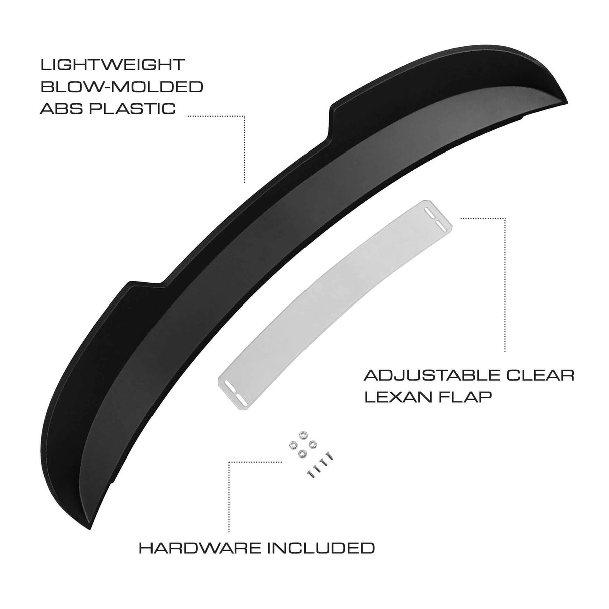 Rear Spoiler Wicker Bill Style Blck fits FordMustang 15-20 Drake -JR3B-6344210-A muscle car 10718