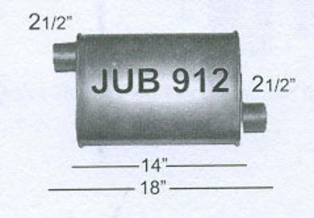 Jones Exhaust performance muffler universal jub912-quiet-tone-muffler-2-5-inlet-2-5-outlet-1 9 inch