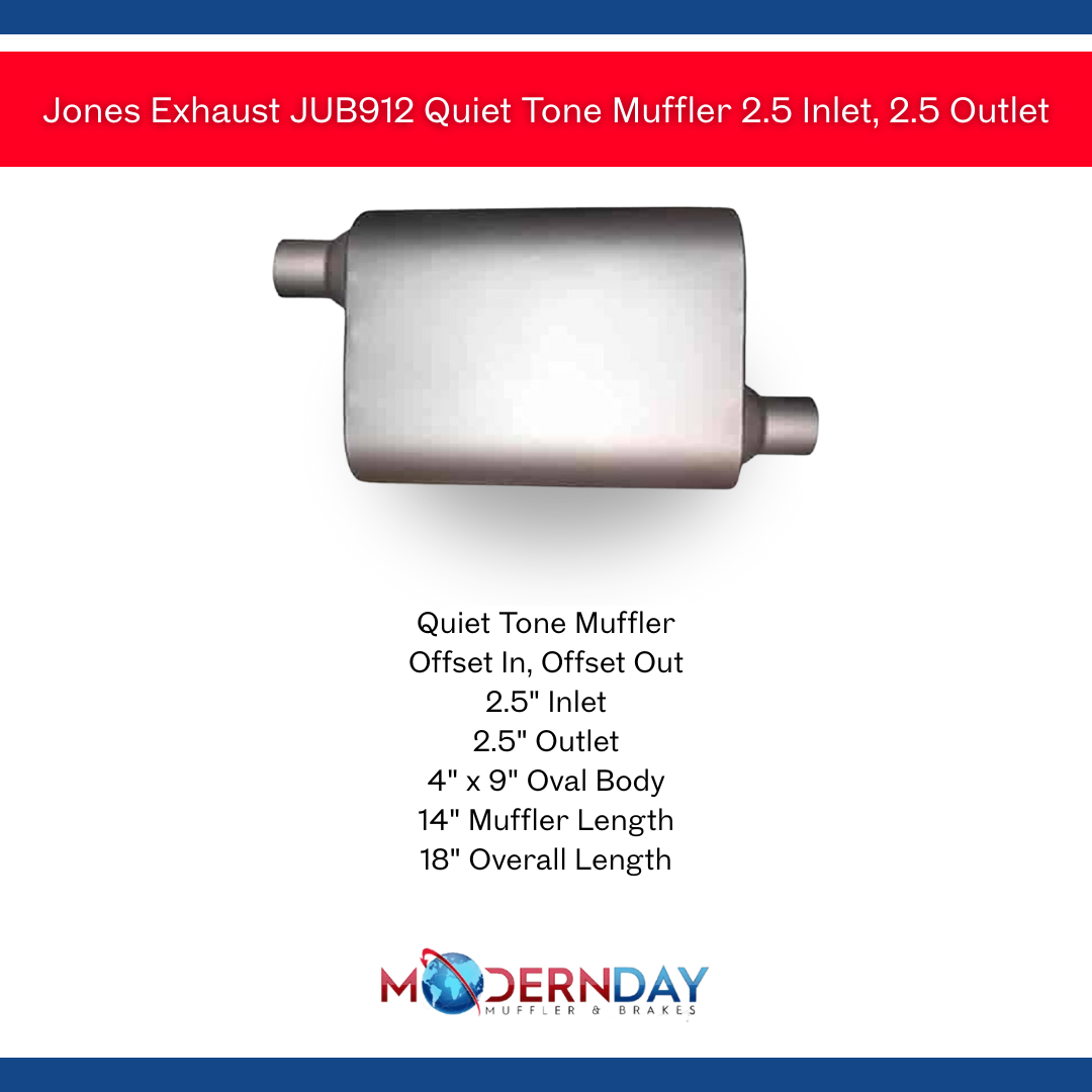 Jones Exhaust performance muffler universal jub912-quiet-tone-muffler-2-5-inlet-2-5-outlet-1 9 inch
