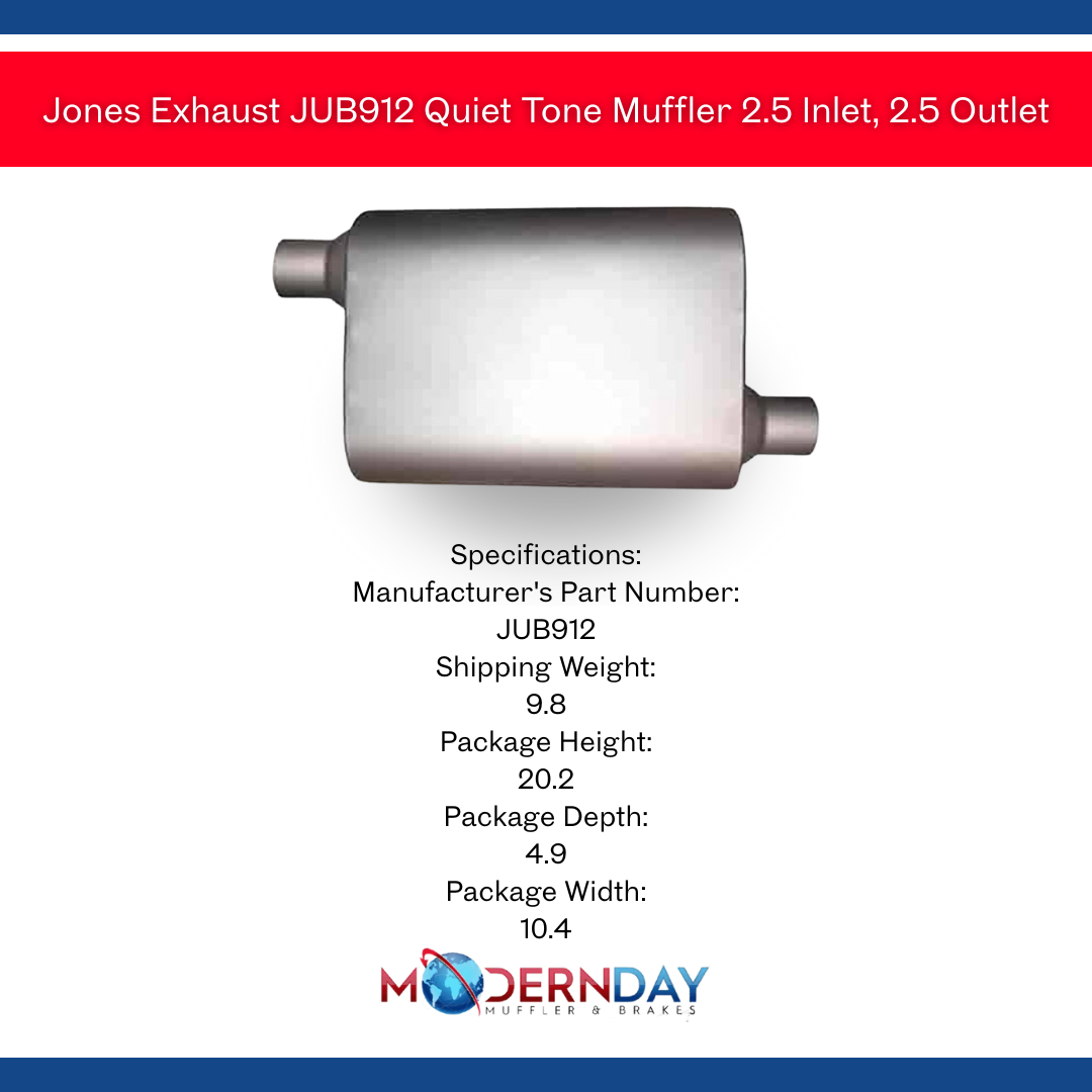 Jones Exhaust performance muffler universal jub912-quiet-tone-muffler-2-5-inlet-2-5-outlet-1 9 inch