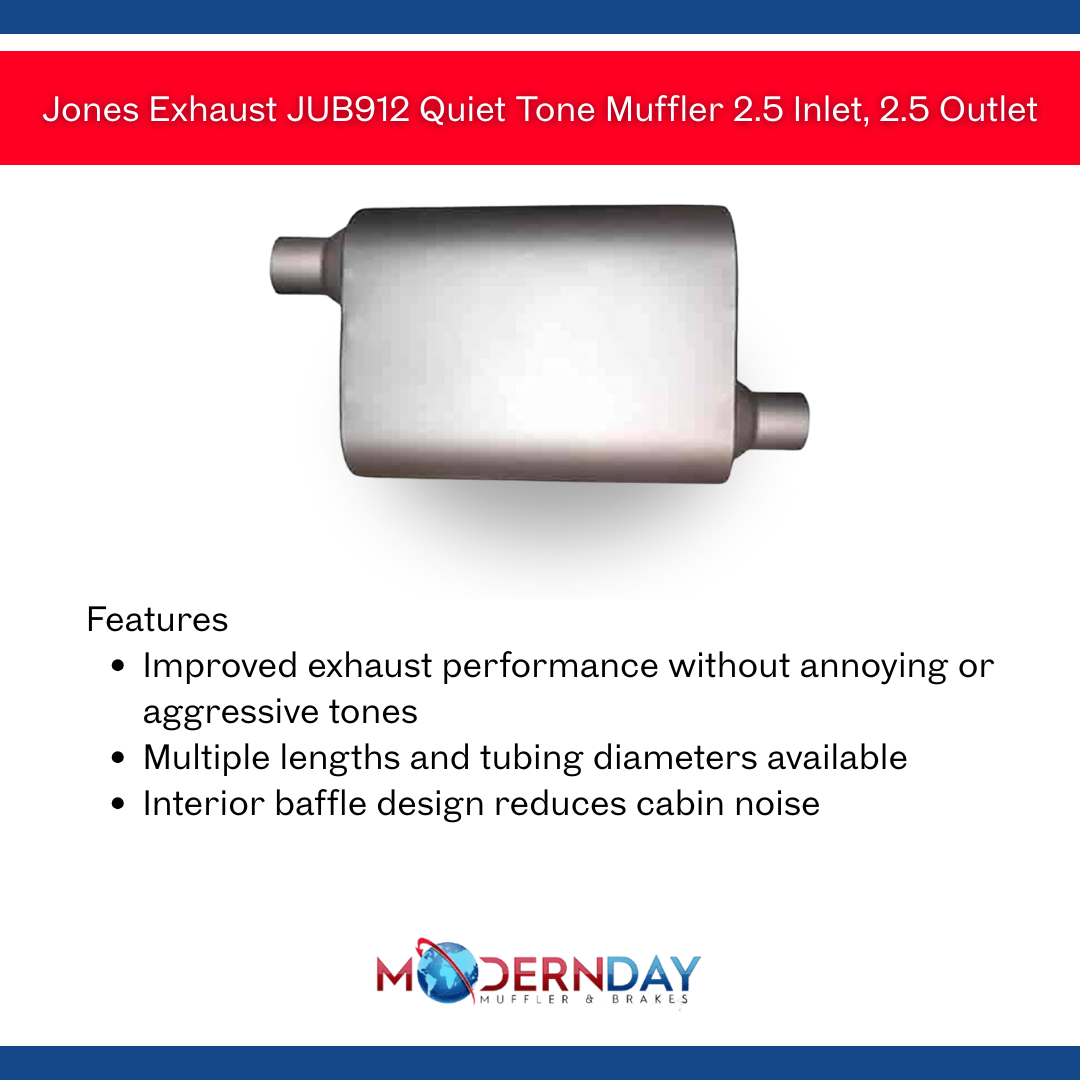 Jones Exhaust performance muffler universal jub912-quiet-tone-muffler-2-5-inlet-2-5-outlet-1 9 inch