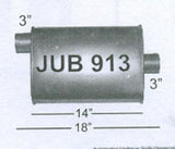 Jones Exhaust performance muffler universal jub913-quiet-tone-muffler-3-inlet-3-outlet 9 inch