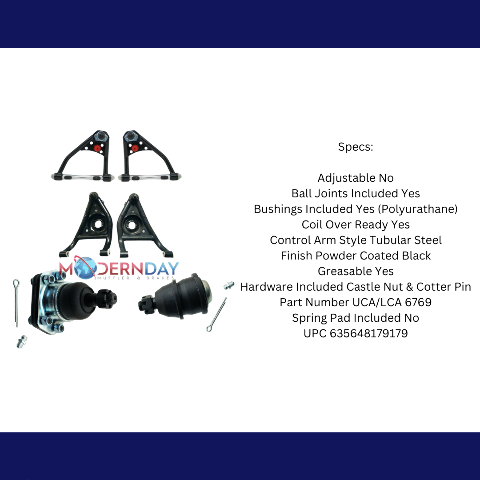 Fits 1967-1969 Camaro/Firebird Upper & Lower Tubular Control Arms for 1967-1969 Chevy El Camino steel black disc brake fits-1967-1969-camaro-firebird-upper-lower-tubular-control-ar
