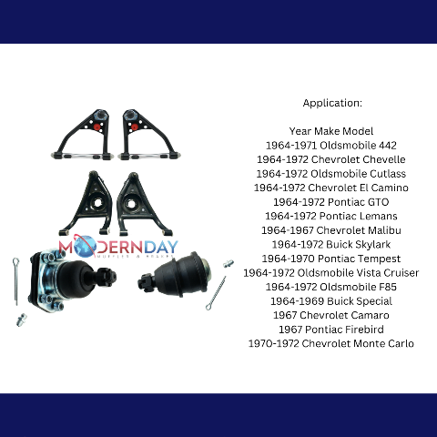 Fits 1967-1969 Camaro/Firebird Upper & Lower Tubular Control Arms for 1967-1969 Chevy El Camino steel black disc brake fits-1967-1969-camaro-firebird-upper-lower-tubular-control-ar