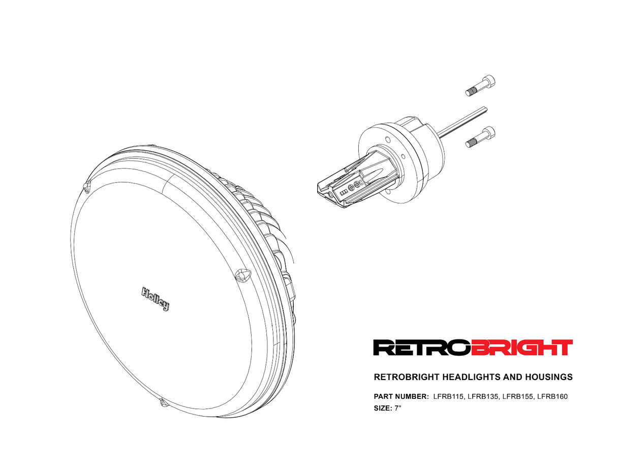 t Led Forward Facing Light-Modern White (5700K) Sealed Beam 7In.-Round-LFRB155 Holley Retrobright