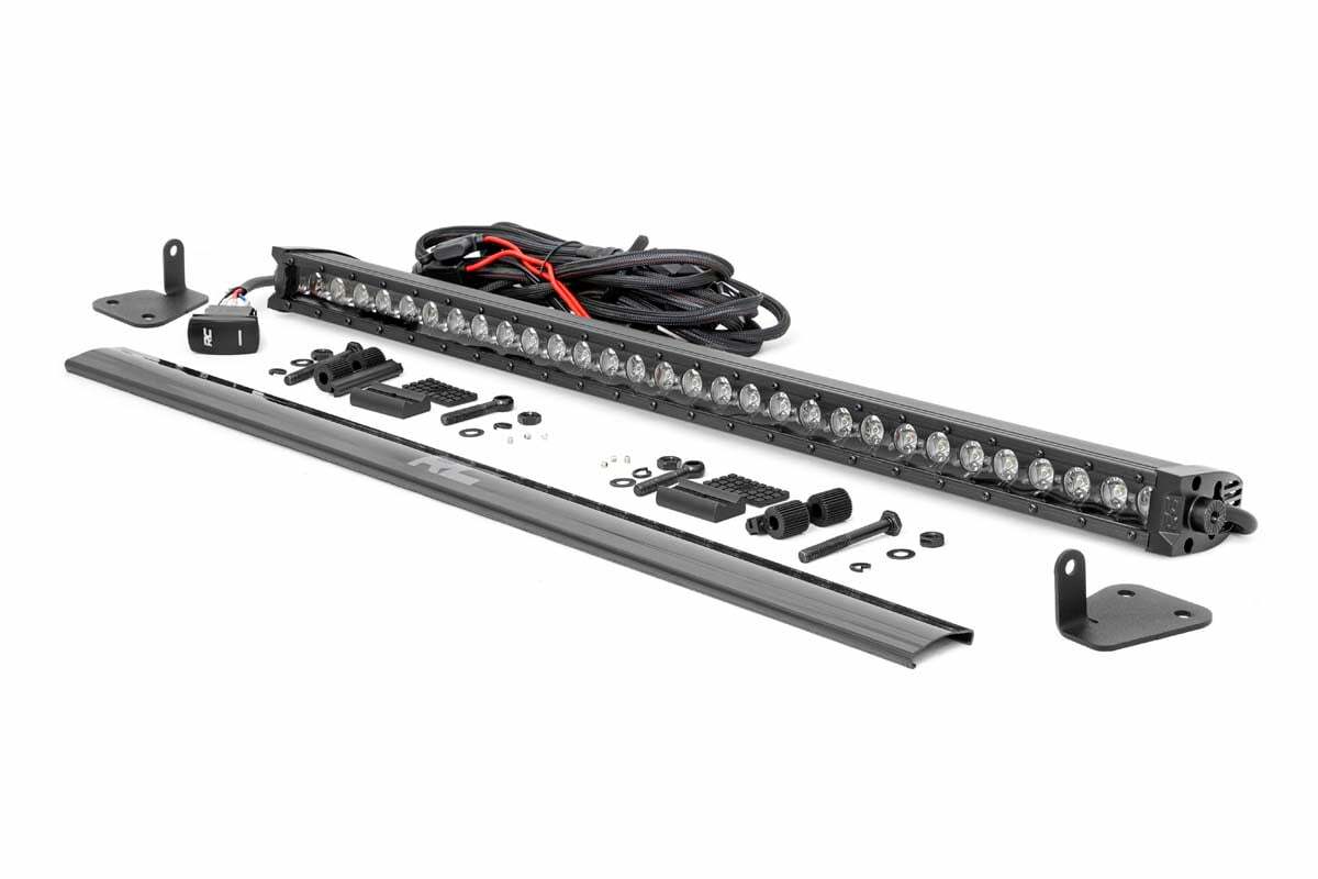 LED Light Kit; Hood Mount; 30" Black Single Row; White DRL; Mahindra Roxor 99004