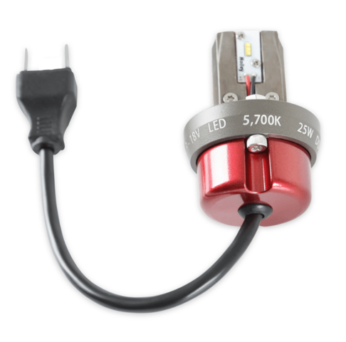 RetroBright 5.75 inch round LED headlight bulb high beam only standard H4 wiring 5700K modern white 3-pin H5024