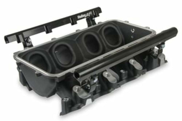 Holley EFI Lo-Ram Manifold Base and Fuel Rails Single Fuel Injector GM LS3/L93 300-670BK black aluminum