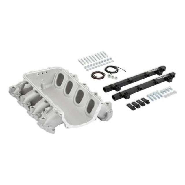Holley EFI Lo-Ram Manifold Base &Port Inject Fuel Rail-Gm Gen V Lt-Front-Feed-Satin-300-713 for Ram Corvette black aluminum