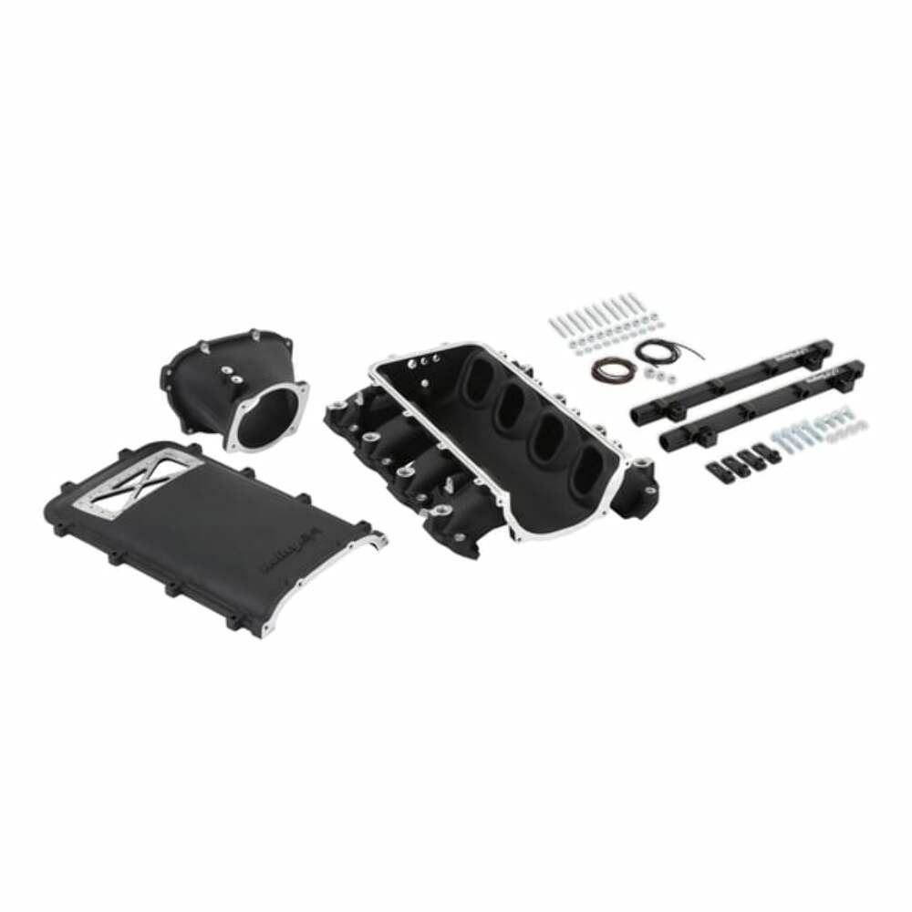 Holley EFI Lo-Ram Manifold Kit &Port Inject Fuelrail-Gm Gen V Lt Front-Feed-Black-300-719BK for Ram Corvette black aluminum