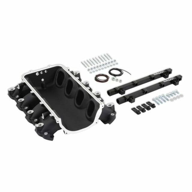 Holley EFI Loram Manifold Base &Port Inject Fuelrail-Gm Gen V Lt-Front-Feed-Black-300-713BK for Ram Corvette black aluminum