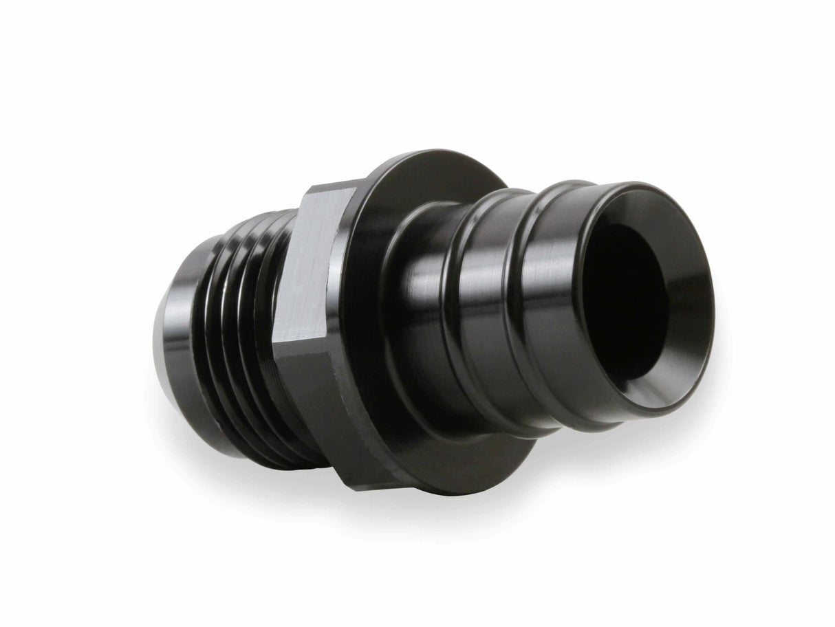 LS0039ERL - GM LS PCV Fitting -10 AN Male - Black Anodized Finish - Fits Many GM OE Valve Covers w/ 3/4 ID on Grommet AN fitting