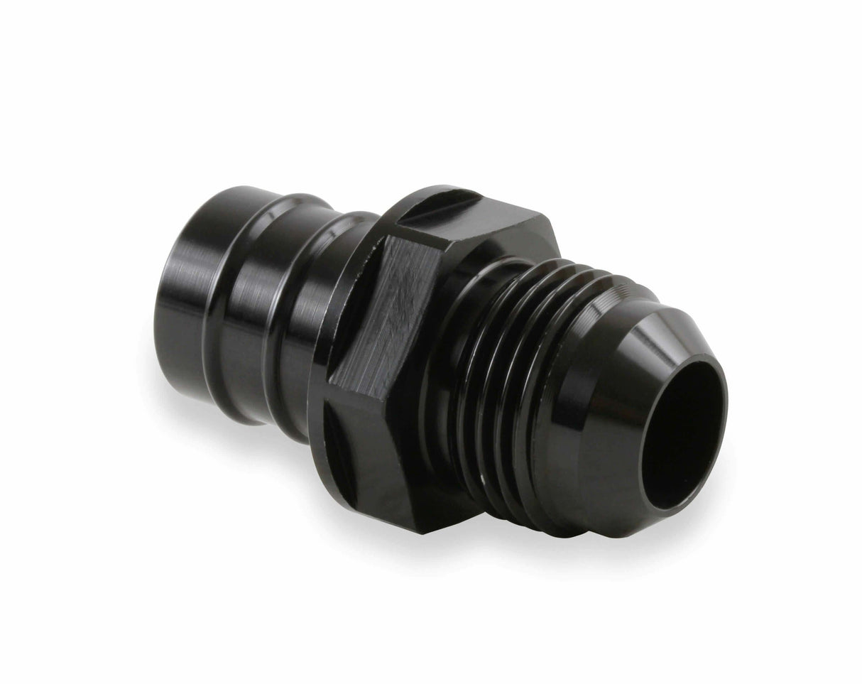 LS0039ERL - GM LS PCV Fitting -10 AN Male - Black Anodized Finish - Fits Many GM OE Valve Covers w/ 3/4 ID on Grommet AN fitting