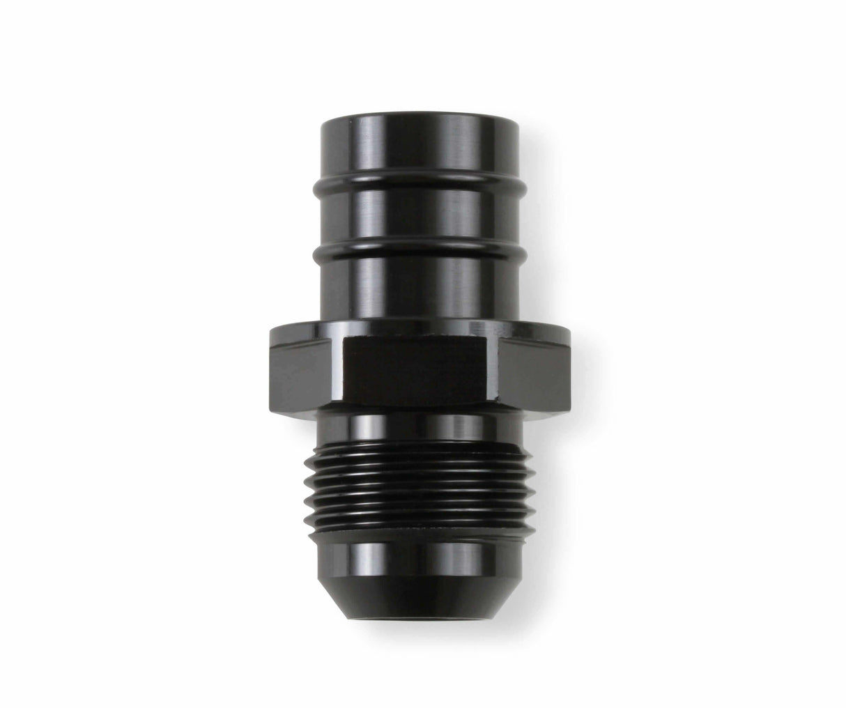 LS0039ERL - GM LS PCV Fitting -10 AN Male - Black Anodized Finish - Fits Many GM OE Valve Covers w/ 3/4 ID on Grommet AN fitting aluminum