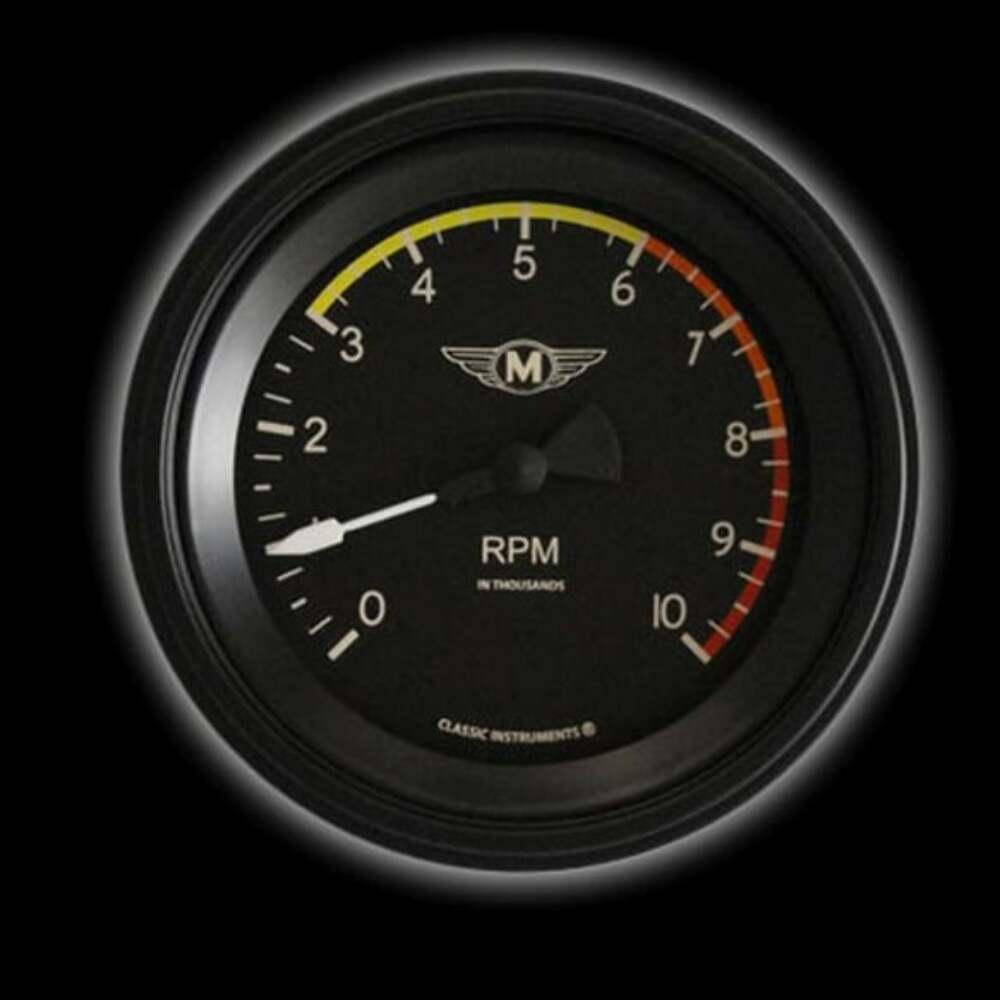 t Moal Bomber 3 3/8" Tachometer MA10BLF Classic Instruments