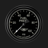 t Moal Bomber 2 5/8" Fuel Pressure Gauge, 100 psi MA346BLF Classic Instruments