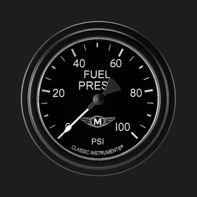 t Moal Bomber 2 5/8" Fuel Pressure Gauge, 100 psi MA346BLF Classic Instruments