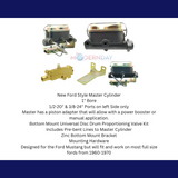 power brake booster and master cylinder kit for 1960-1970 Ford Mustang drum brake universal mck7161d MBM