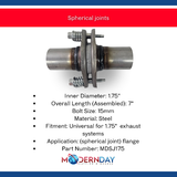 1.75" Inner Diameter Steel Exhaust Flange Repair Spherical Joint MDSJ175