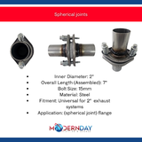Exhaust Flange Repair Spherical Joint 2" Inside Diameter Steel MDSJ200