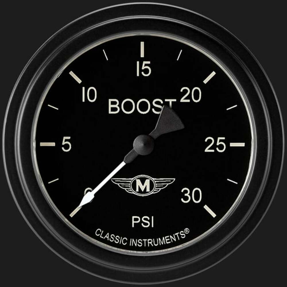 t Moal Bomber 2 5/8" Boost Gauge, 30 psi MA342BLF Classic Instruments