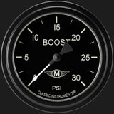 t Moal Bomber 2 5/8" Boost Gauge, 30 psi MA342BLF Classic Instruments