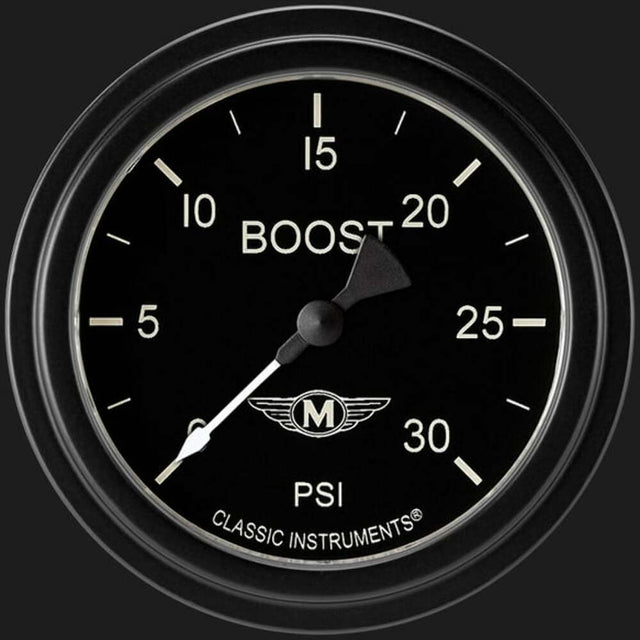 t Moal Bomber 2 5/8" Boost Gauge, 30 psi MA342BLF Classic Instruments