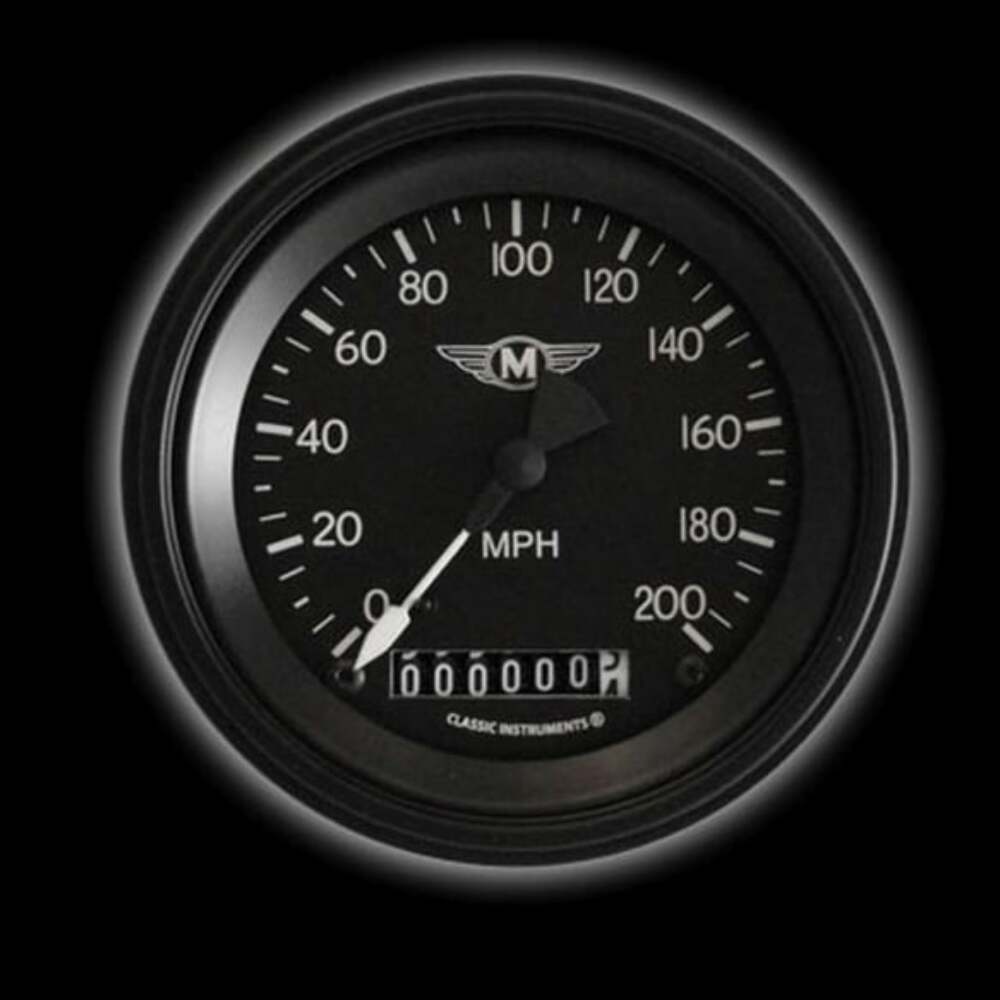 t Moal Bomber 3 3/8" Speedometer MA57BLF Classic Instruments