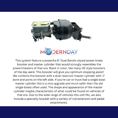 power brake booster and master cylinder kit stainless steel steel black drum brake mp-750 MBM