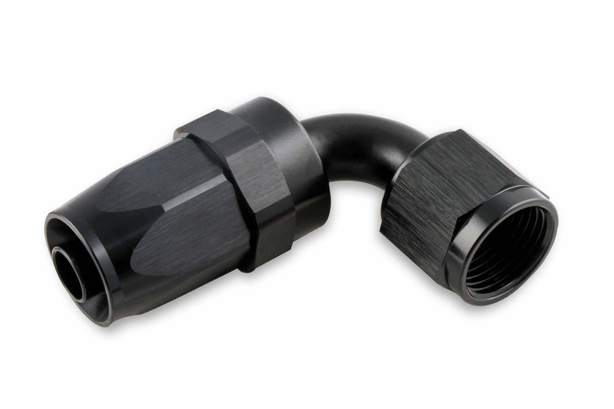Mr. Gasket 10 AN 90 degree swivel hose end black BL aluminum stainless steel 229010