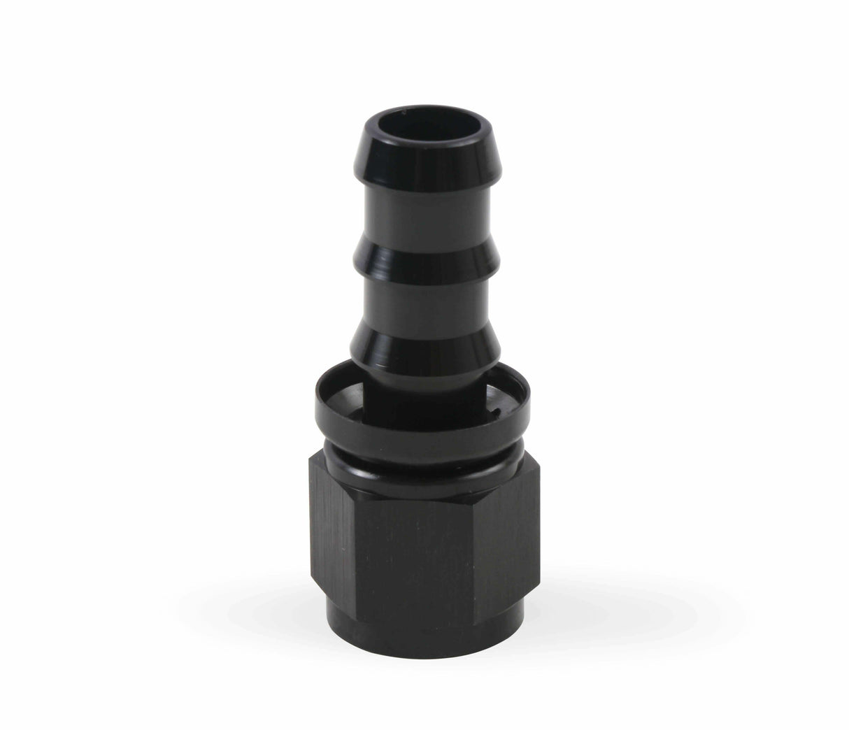 Mr. Gasket 10 AN straight push on hose ends black BL aluminum 200110