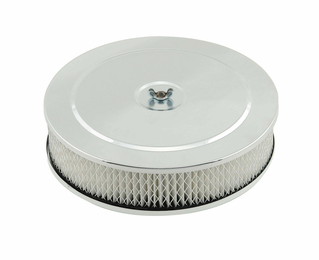 Mr. Gasket air cleaner 9 inch diameter x 2 3/4 inch tall ... carburetor chrome steel 1487