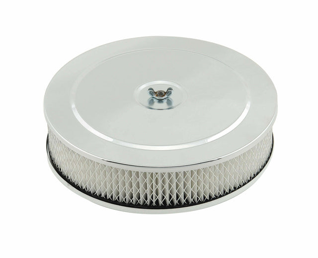 Mr. Gasket air cleaner 9 inch diameter x 2 3/4 inch tall ... carburetor chrome steel 1487