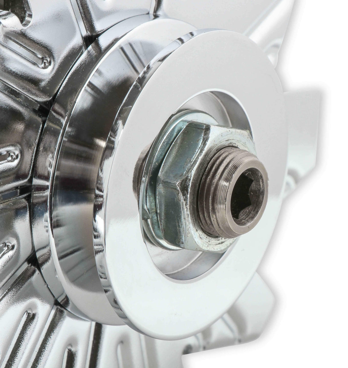 Mr. Gasket chrome alternator late GM delco 80 amp 5122