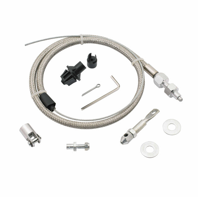 t Mr. Gasket 5657 Stainless Steel Braided Throttle Cable Kit. 36 in cable 24 Sle Mr. Gasket