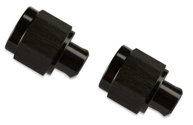 Mr. Gasket 6 AN caps (2) black BL aluminum 492906