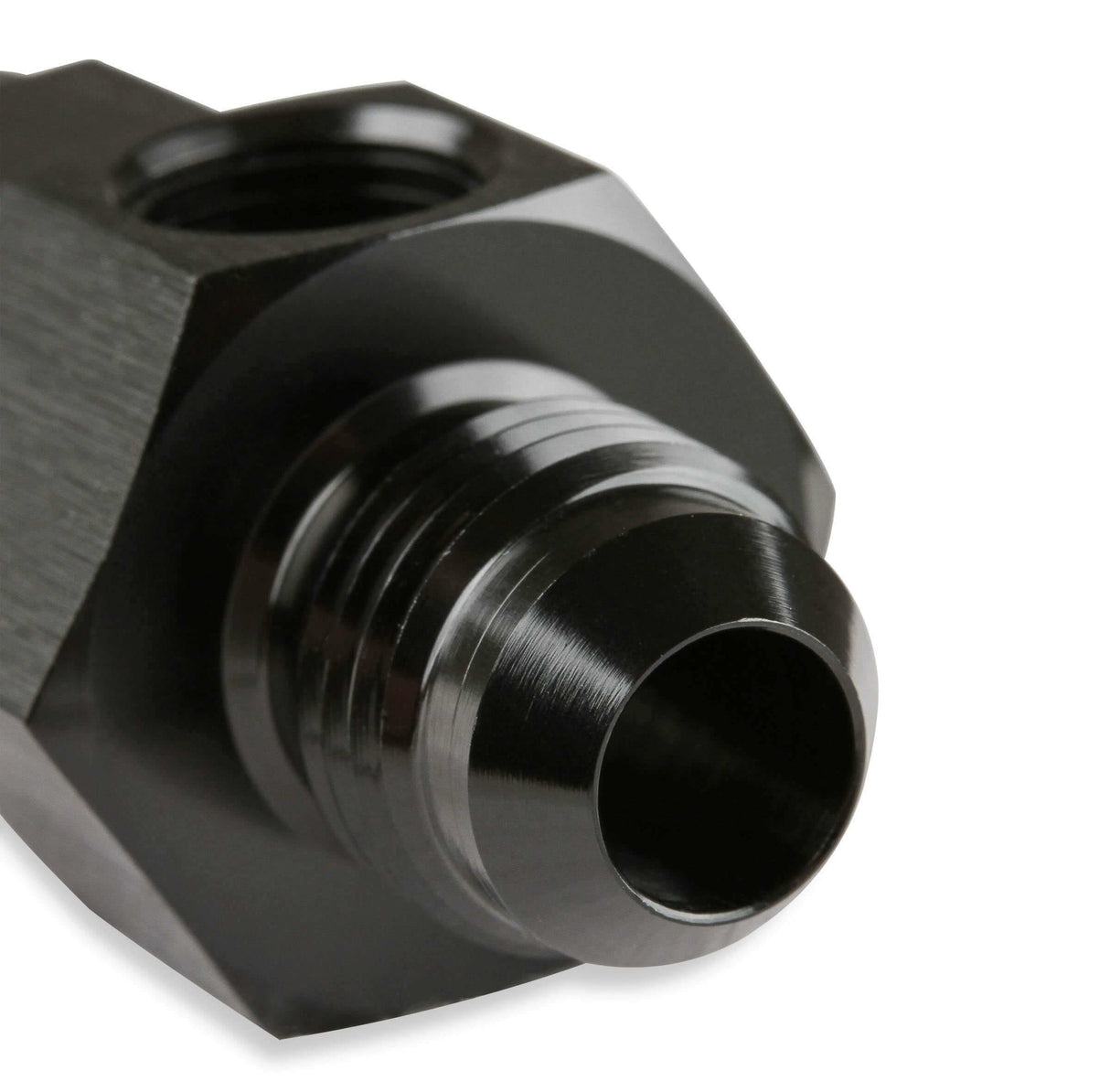 Mr. Gasket 6AN male 6AN female fuel pressure gaugeadapter w/ 1/8'' NPT BL black aluminum 400199
