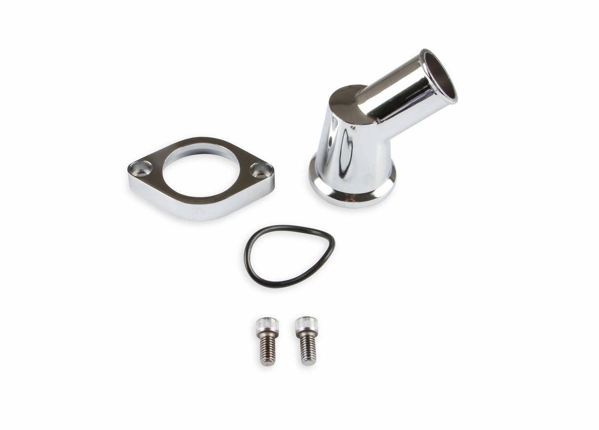 Mr. Gasket O ring style chrome water neck 45 degree Chevy polished aluminum 9141G