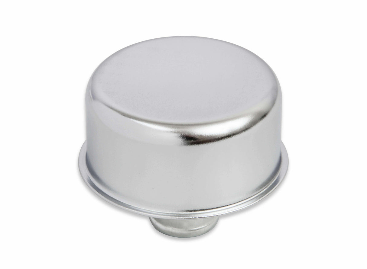 Mr. Gasket breather/oil filler cap push in valve cover breather fits SBC Chevy chrome polished steel 9810