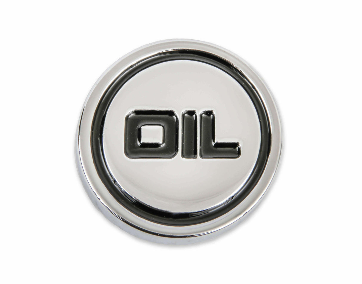 Mr. Gasket oil filler cap plug 22 inch diameter chrome steel 9815