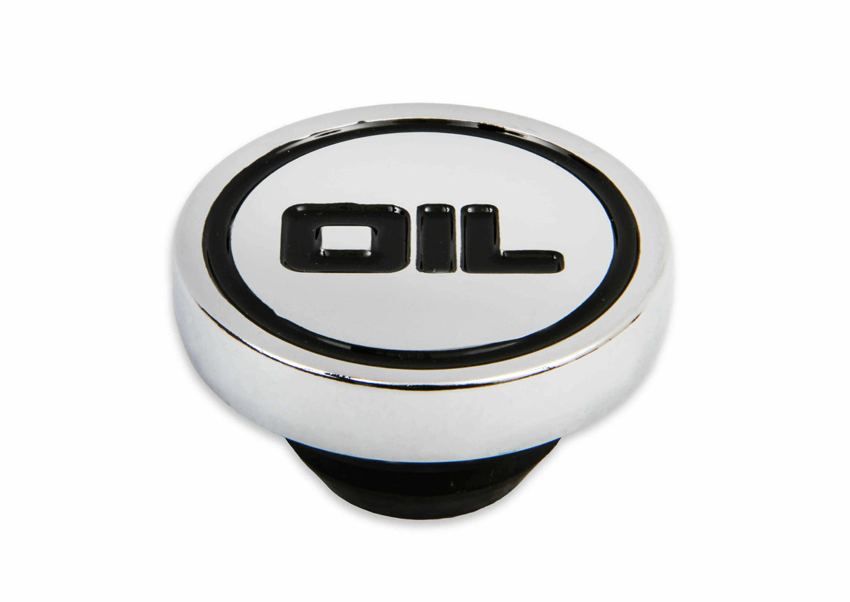 Mr. Gasket oil filler cap plug 22 inch diameter chrome steel 9815