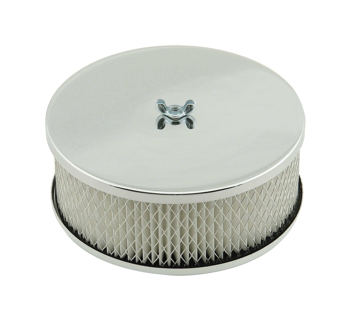 Mr. Gasket air cleaner 6 1/2 inch diameter, 2 7/16 inch tall chrome carburetor 6-1/2 inch diameter steel 1485