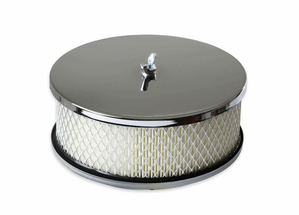 Mr. Gasket air cleaner 6 1/2 inch diameter, 2 7/16 inch tall chrome carburetor 6-1/2 inch diameter steel 1485