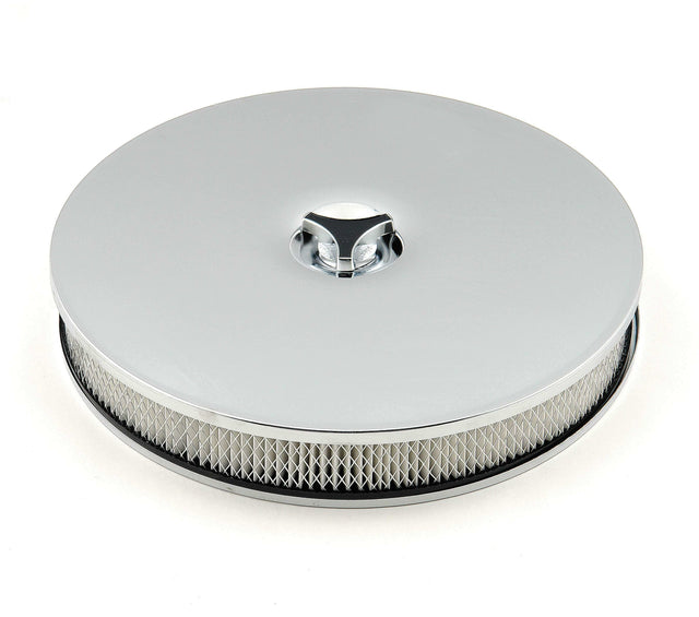 Mr. Gasket air cleaner low mount chrome 14 inch diameter steel 4339