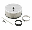 Mr. Gasket air filter assembly chrome 6 1/2 inch x 3 1/2 inch 4350MRG carburetor 6-1/2 inch diameter black steel 2493