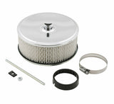 Mr. Gasket air filter assembly chrome 6 1/2 inch x 3 1/2 inch 4350MRG carburetor 6-1/2 inch diameter black steel 2493