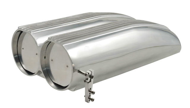 Mr. Gasket air scoop double barrel shotgun style scoop polished aluminum 8008MRG carburetor 2493