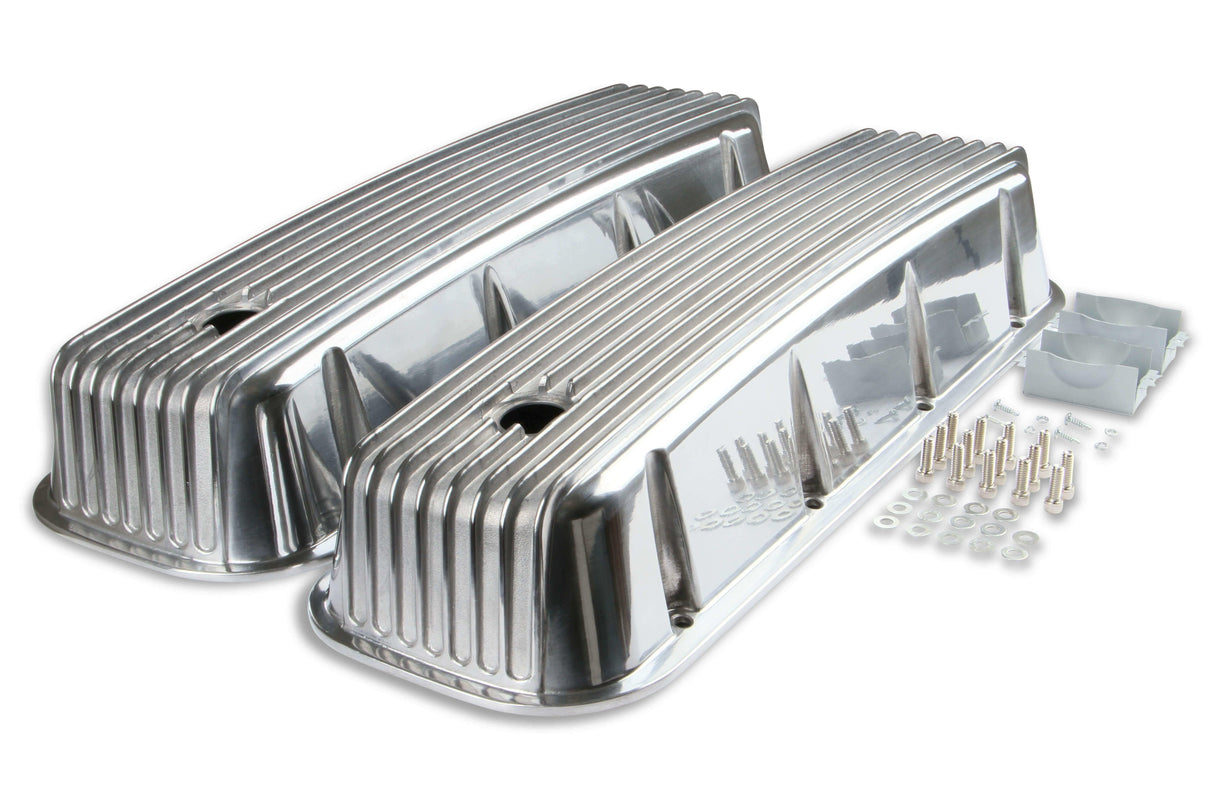 Mr. Gasket cast aluminum tall valve covers polished BBC Chevy 6859G